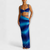 Jane - Tyylikäs Gradient Letti Crop Top & Alushame Duo