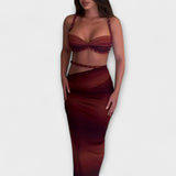 Jane - Tyylikäs Gradient Letti Crop Top & Alushame Duo
