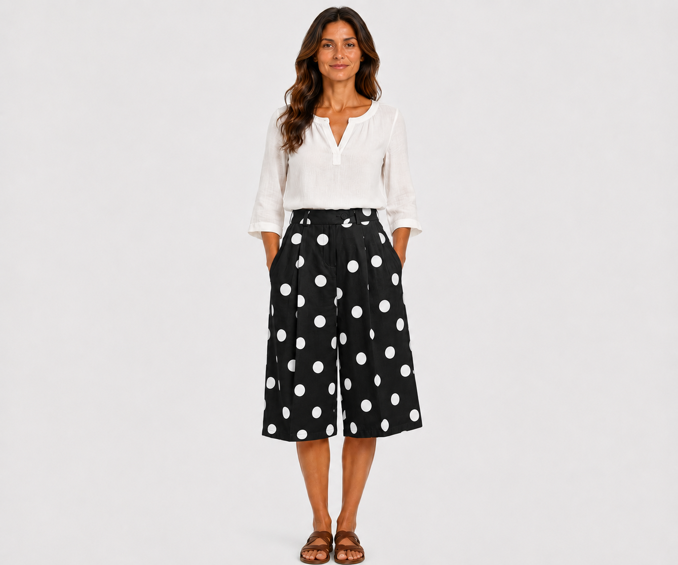 Pistekuvioiset shortsit