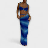 Jane - Tyylikäs Gradient Letti Crop Top & Alushame Duo