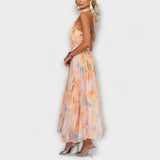 Halter-Neck Akvarelli Print Maxi Mekko