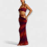 Jane - Tyylikäs Gradient Letti Crop Top & Alushame Duo