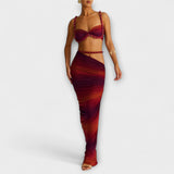 Jane - Tyylikäs Gradient Letti Crop Top & Alushame Duo
