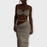 Jane - Tyylikäs Gradient Letti Crop Top & Alushame Duo