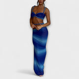 Jane - Tyylikäs Gradient Letti Crop Top & Alushame Duo