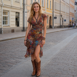 Elina - Tyylikäs midi-mekko V-pääntiellä