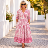 Elly | Elegantti Kukallinen Mekko, jossa on Rentouttava Tunnelma