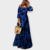 Juniper – Kukallinen Off-Shoulder Maximekko, jossa on rypytetty yläosa, täydellinen lomalle