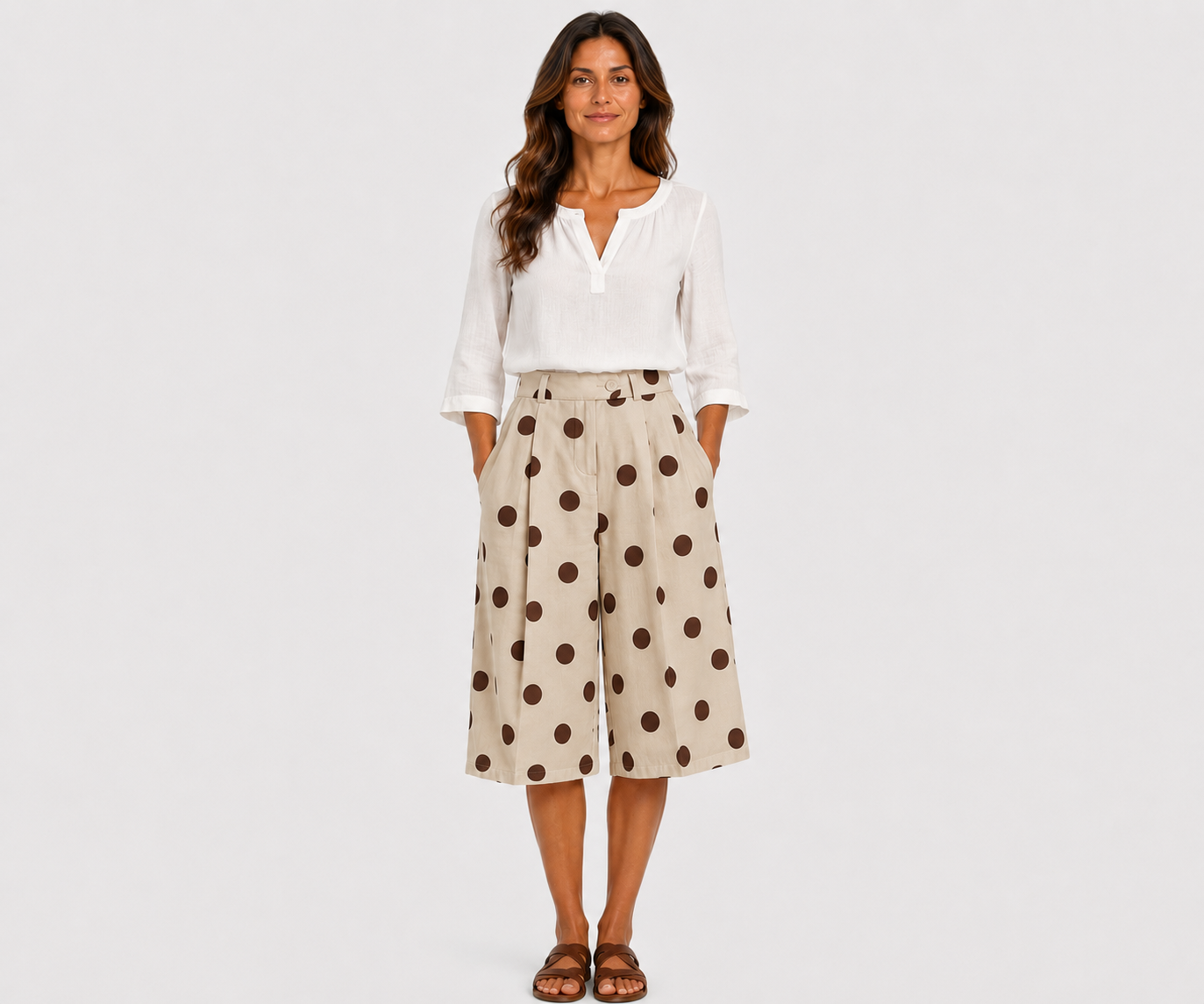 Pistekuvioiset shortsit