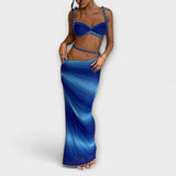 Jane - Tyylikäs Gradient Letti Crop Top & Alushame Duo