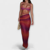 Jane - Tyylikäs Gradient Letti Crop Top & Alushame Duo