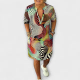 Liora - V-Neck Colorful Dresses