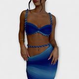 Jane - Tyylikäs Gradient Letti Crop Top & Alushame Duo